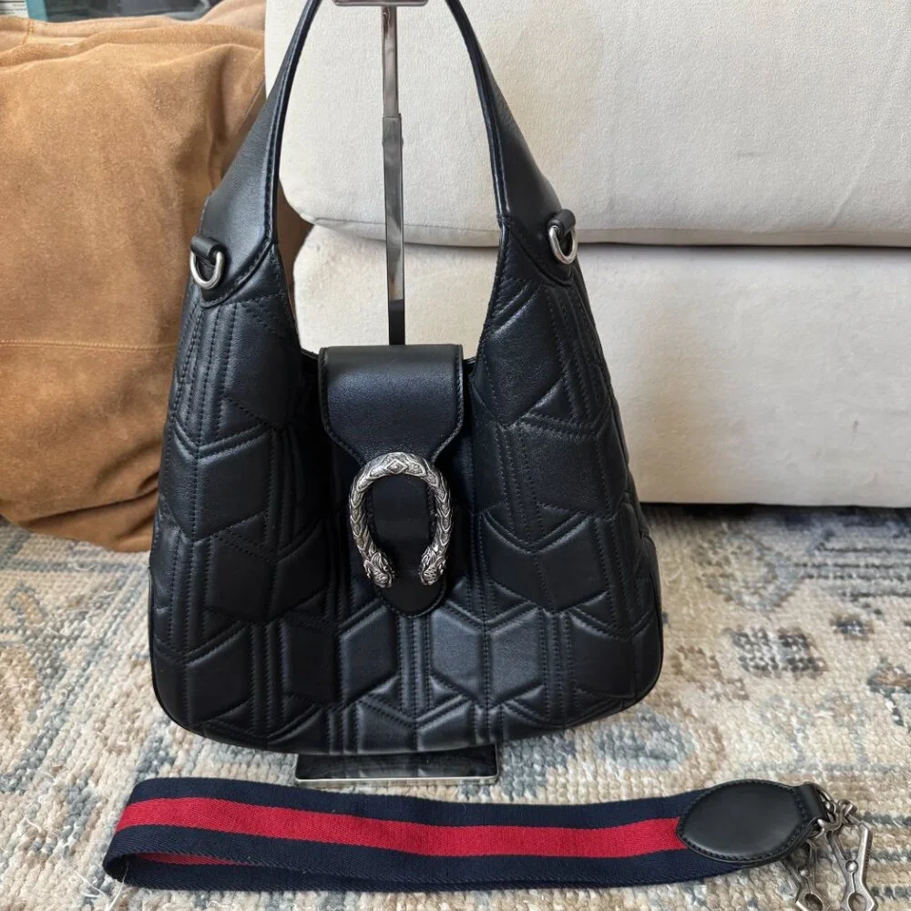 GUCCI DIONYSUS HOBO MATELASSE BLACK SHOULDER HORSEBIT BAG - Picture 11 of 11
